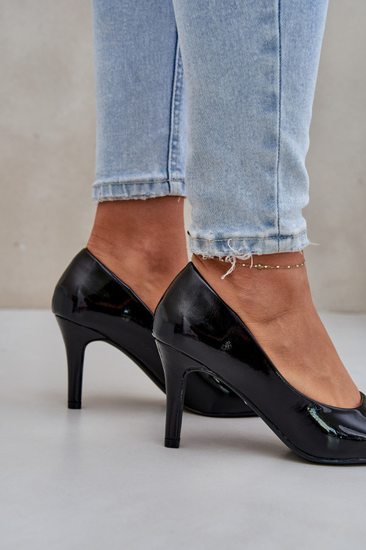 scarpe col tacco alto Z con effetto vernicej Eko Skóry colore nero Sanalitia scarpe col tacco alto Z con effetto vernicej Eko Skóry colore nero Sanalitia