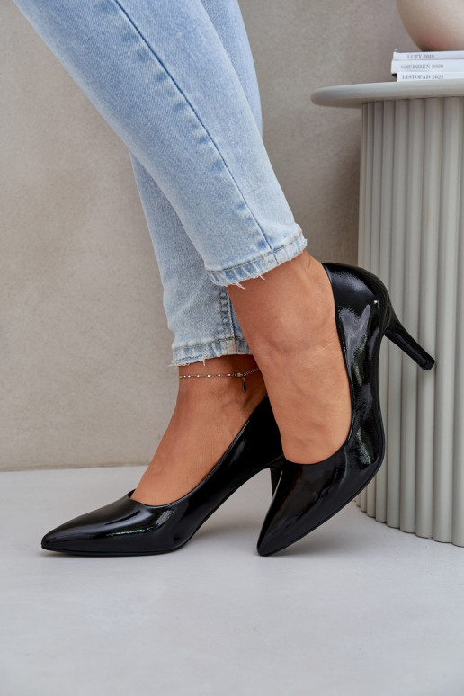 scarpe col tacco alto Z con effetto vernicej Eko Skóry colore nero Sanalitia scarpe col tacco alto Z con effetto vernicej Eko Skóry colore nero Sanalitia