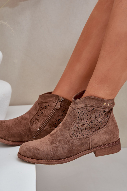 Stivali traforati Femminile con tacchi larghi S.Barski HY51-113 colore marrone