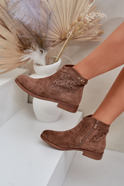 Stivali traforati Femminile con tacchi larghi S.Barski HY51-113 colore marrone