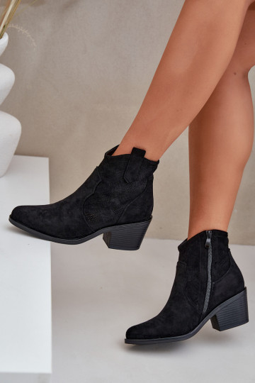 stivali stile coAboy Al Castello Eko Pelle scamosciata traforata S.Barski HY51-061 colore nero