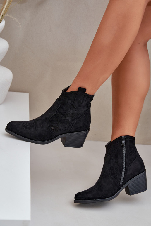 stivali stile coAboy Al Castello Eko Pelle scamosciata traforata S.Barski HY51-061 colore nero