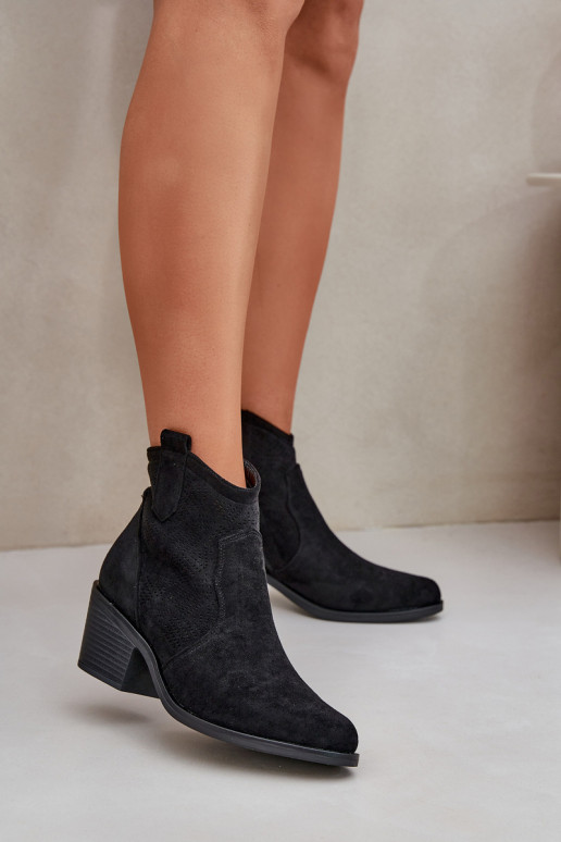 stivali stile coAboy Al Castello Eko Pelle scamosciata traforata S.Barski HY51-061 colore nero