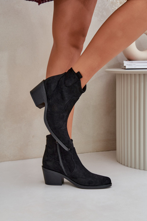 stivali stile coAboy Al Castello Eko Pelle scamosciata traforata S.Barski HY51-061 colore nero