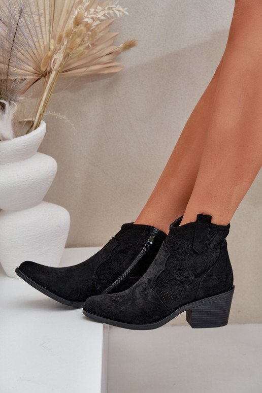 stivali stile coAboy Al Castello Eko Pelle scamosciata traforata S.Barski HY51-061 colore nero