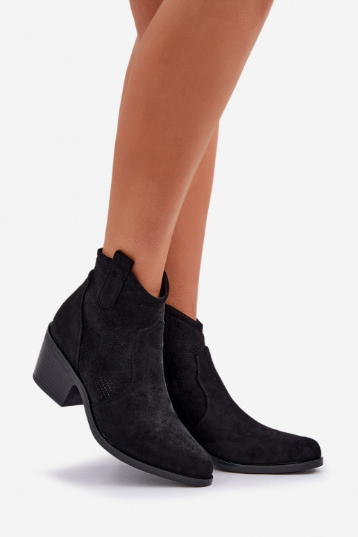 stivali stile coAboy Al Castello Eko Pelle scamosciata traforata S.Barski HY51-061 colore nero