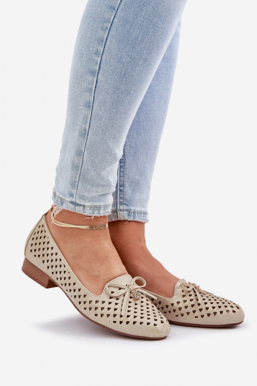 Ballerine traforate con nastri Eko Pelle colore dorato Relabra Ballerine traforate con nastri Eko Pelle colore dorato Relabra