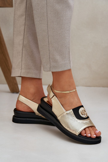 Sandali da donna con una piattaforma colore dorato Isnnoria 2