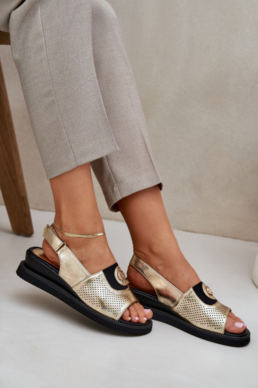 Sandali da donna con una piattaforma colore dorato Isnnoria