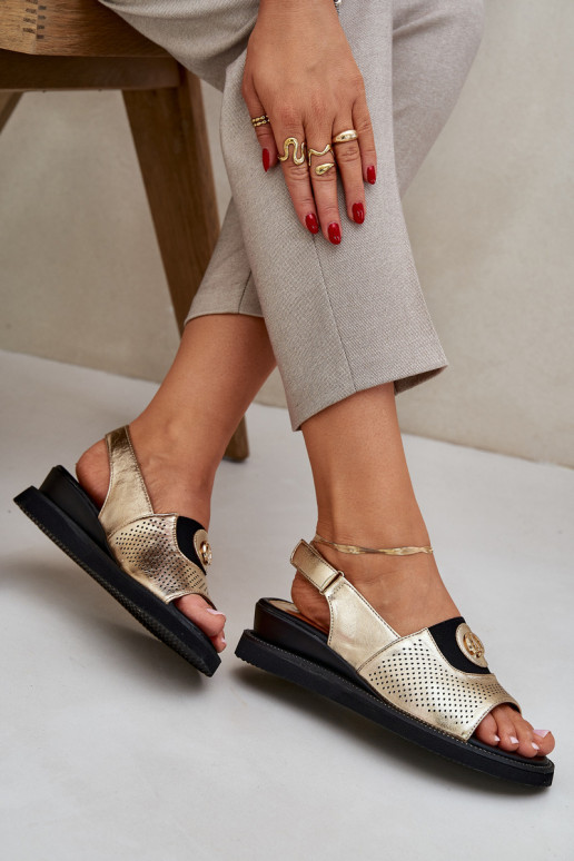 Sandali da donna con una piattaforma colore dorato Isnnoria