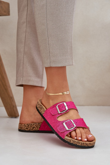 Pantofole Su suola in sughero con fibbie colore rosa Atera 2