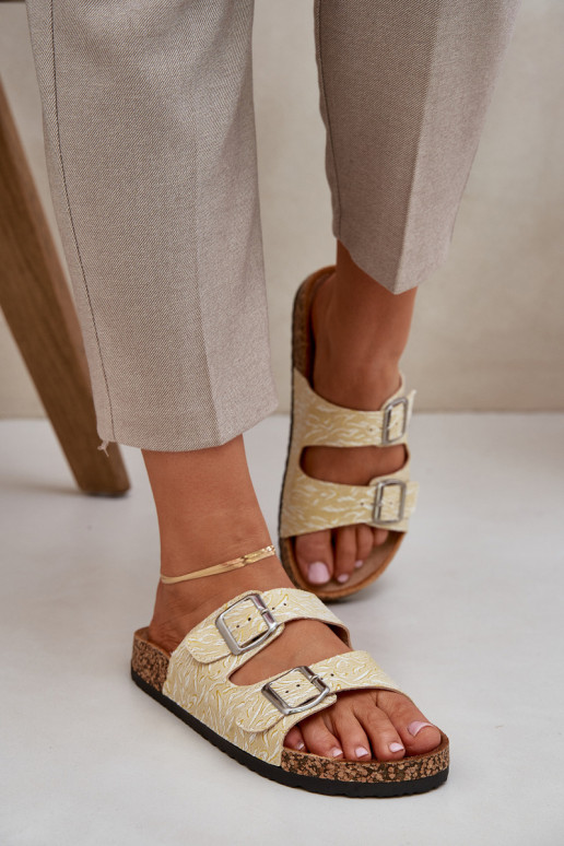  Pantofole Su suola in sughero con fibbie colore giallo Atera