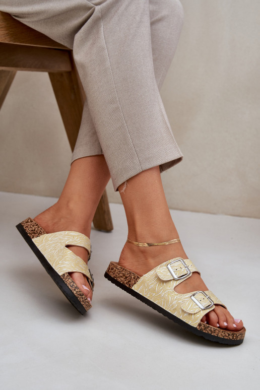  Pantofole Su suola in sughero con fibbie colore giallo Atera