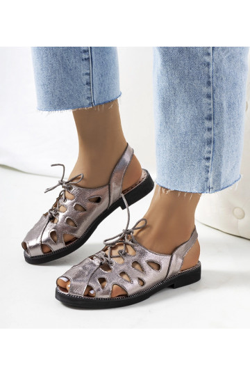 Sandali con lacci Vlis grigi