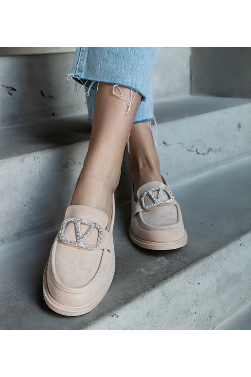 Mocassini beige decorati con strass...