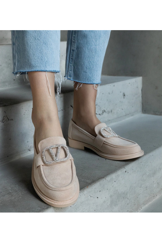 Mocassini beige decorati con strass...