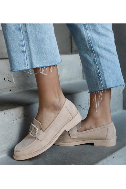 Mocassini beige decorati con strass...