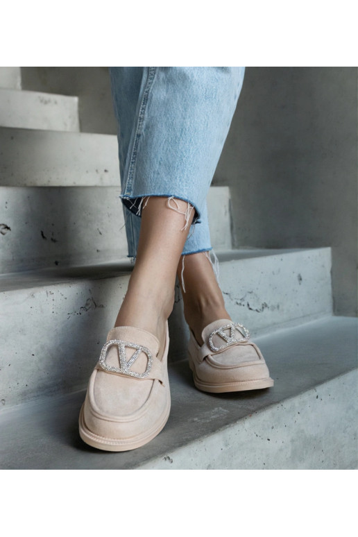 Mocassini beige decorati con strass...