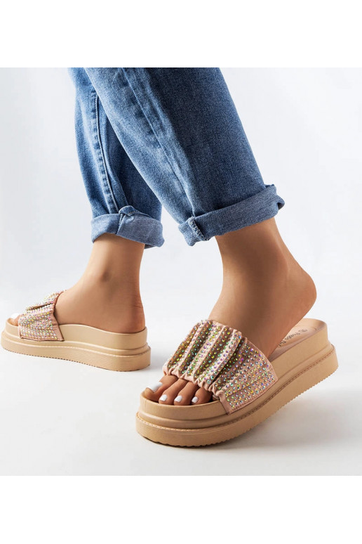 Mules rosa con plateau e zirconi Franet