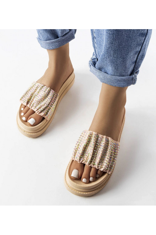 Mules rosa con plateau e zirconi Franet