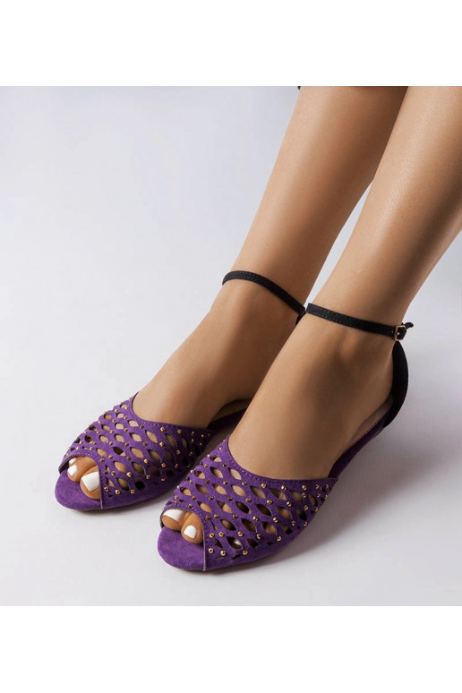 Sandali traforati viola con zirconi...