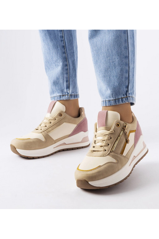 Sneakers sportive beige e rosa Delid