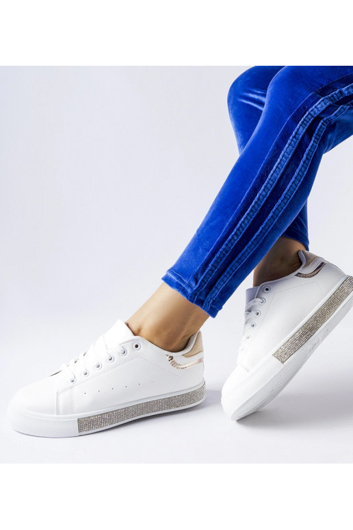 Sneakers bianche e beige con zirconi...