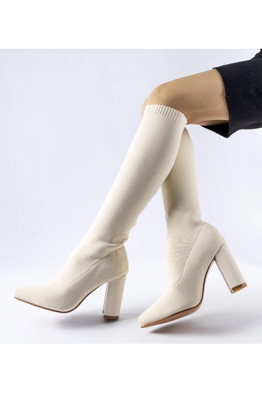 Stivali a calzino Conway beige con tacco
