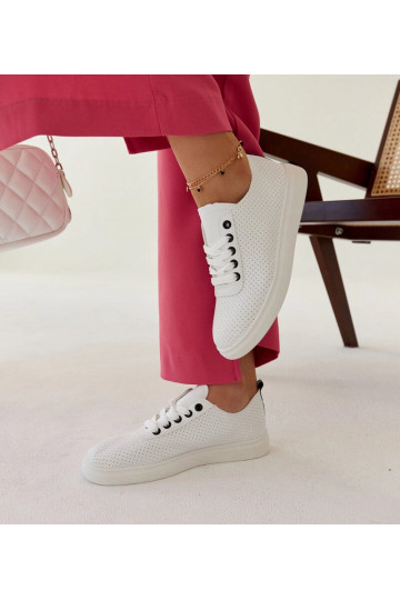 Sneakers in ecopelle bianca...