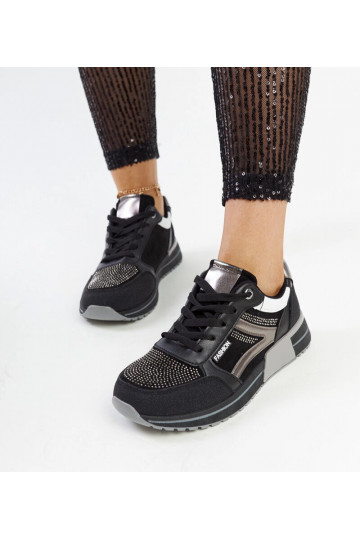 Sneakers nere con plateau e...