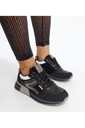 Sneakers nere con plateau e... 2