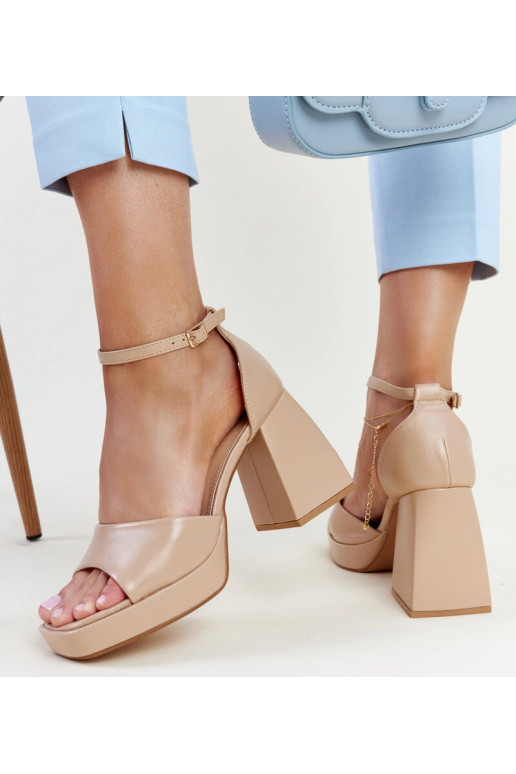 Sandali con tacco alto beige scuro Vesna