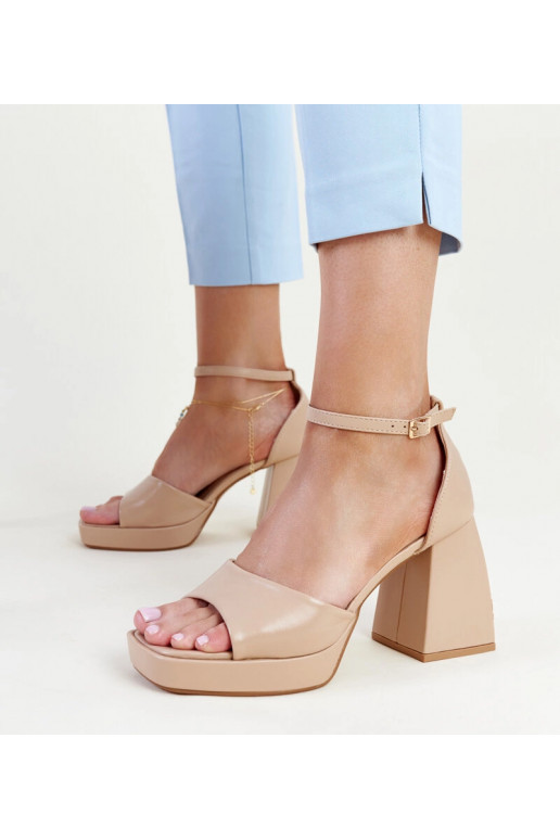 Sandali con tacco alto beige scuro Vesna