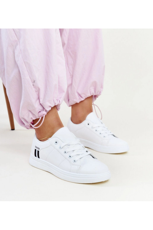 Sneakers donna bianche stringate eco...