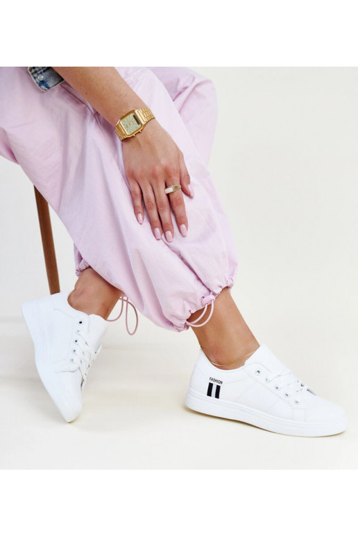 Sneakers donna bianche stringate eco...