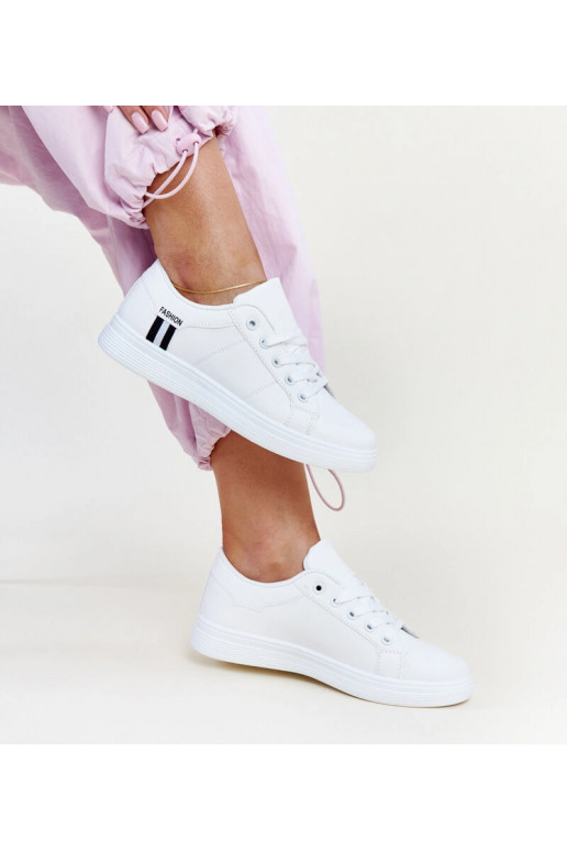 Sneakers donna bianche stringate eco...