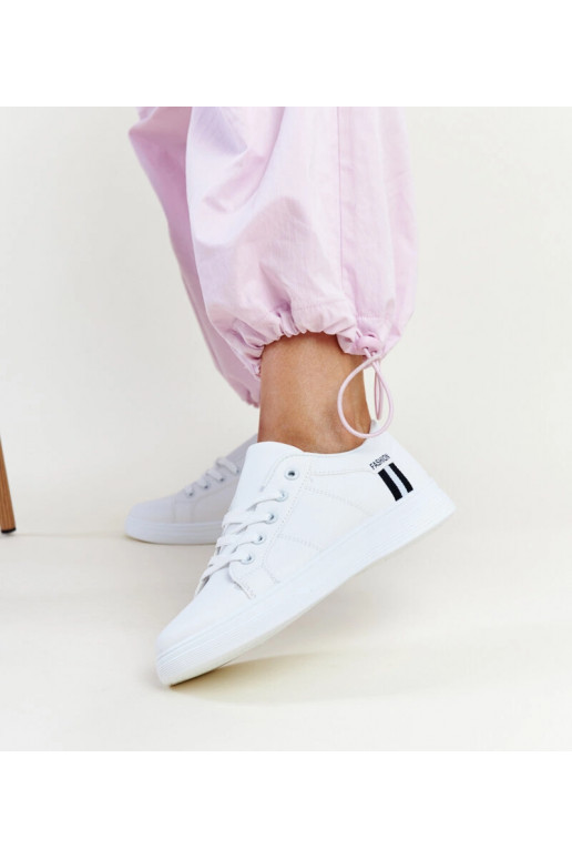 Sneakers donna bianche stringate eco...