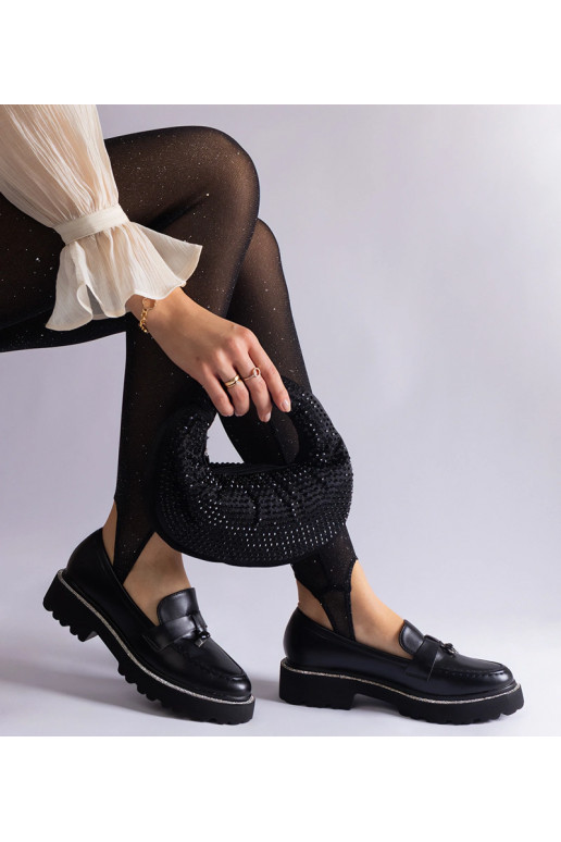 Mocassini in similpelle nera decorati...