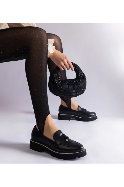 Mocassini in similpelle nera decorati...