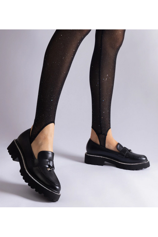 Mocassini in similpelle nera decorati...