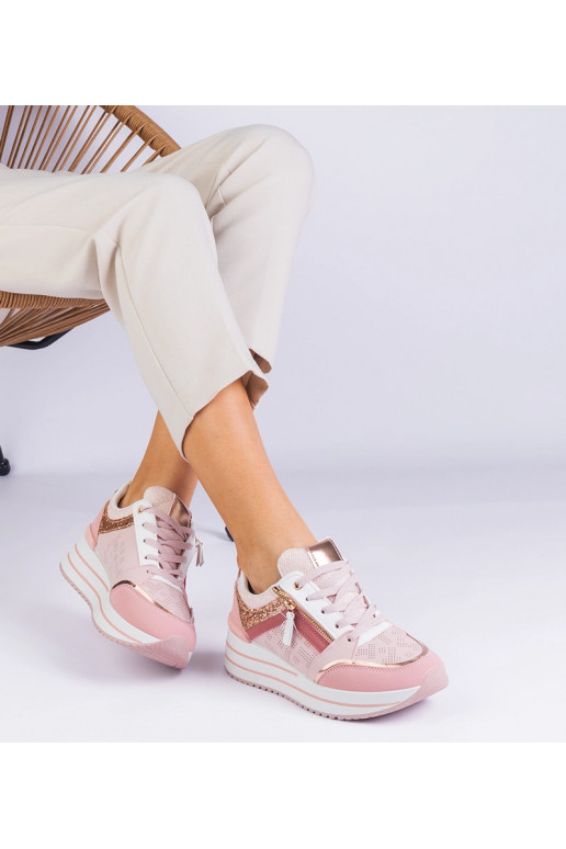 Sneakers sportive con plateau rosa...