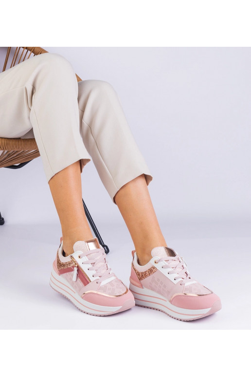 Sneakers sportive con plateau rosa...