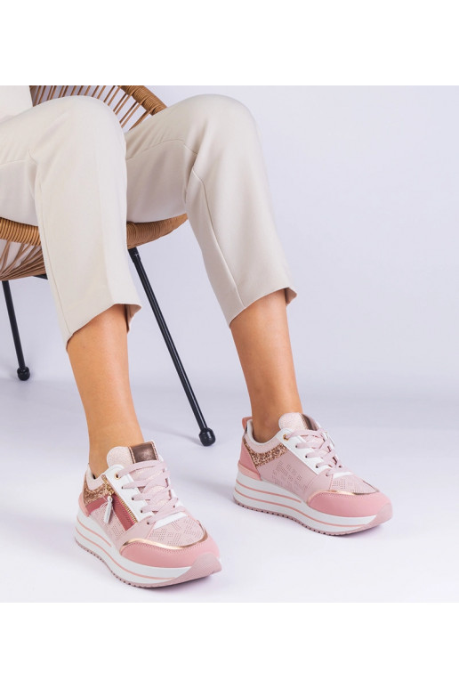 Sneakers sportive con plateau rosa...
