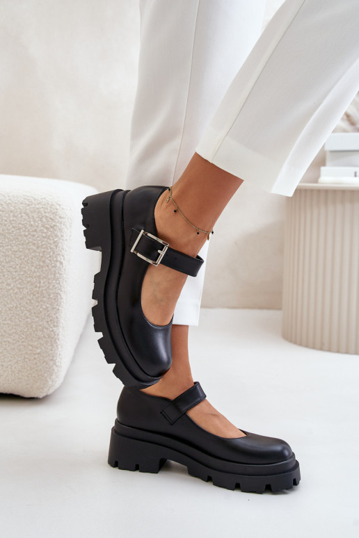 Scarpe da donna con fibbie nere Plikuria