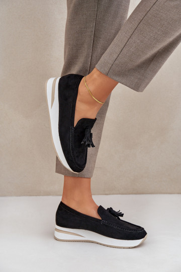 Mocassini Abilitato Impercettibilem Koturnie in ecopelle scamosciataoAe colore nero Challavia