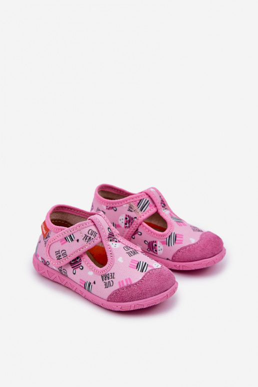 Pantofole Milami Infantile con chiusure adesive IN Zebry colore rosa Jasimrra