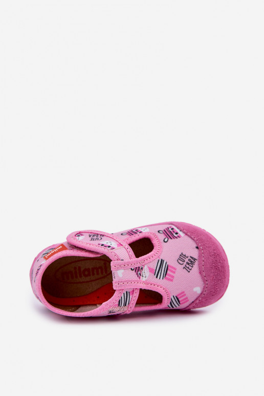 Pantofole Milami Infantile con chiusure adesive IN Zebry colore rosa Jasimrra