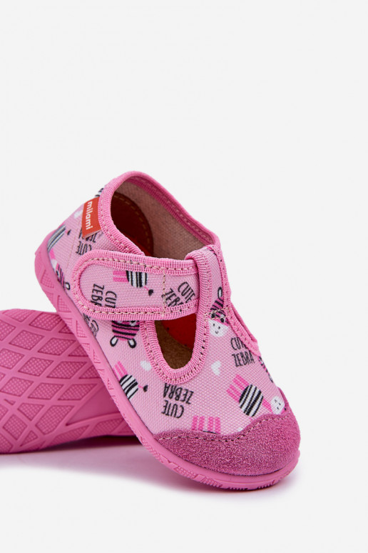 Pantofole Milami Infantile con chiusure adesive IN Zebry colore rosa Jasimrra