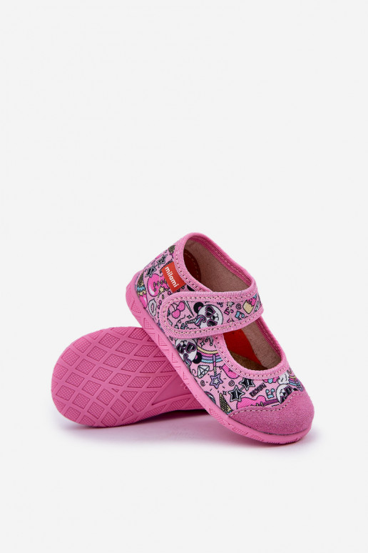 Pantofole Milami Infantile con chiusure adesive IN Panda colore rosa Esnia