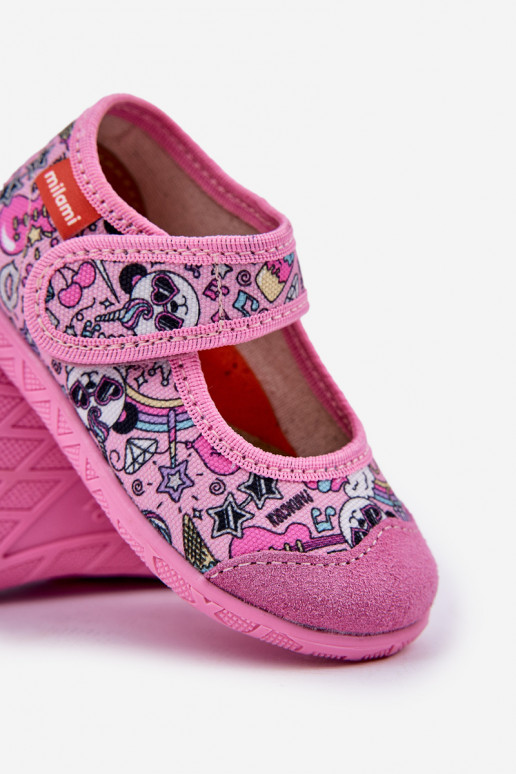 Pantofole Milami Infantile con chiusure adesive IN Panda colore rosa Esnia